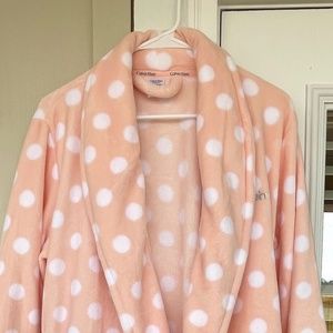 Calvin Klein Pink Fluffy Logo Robe - Full Length